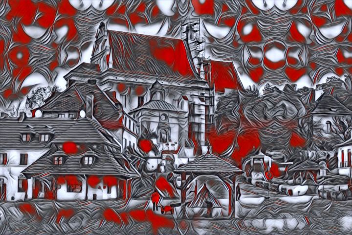 Artes digitais intitulada "en rouge" por Jarek Witkowski, Obras de arte originais