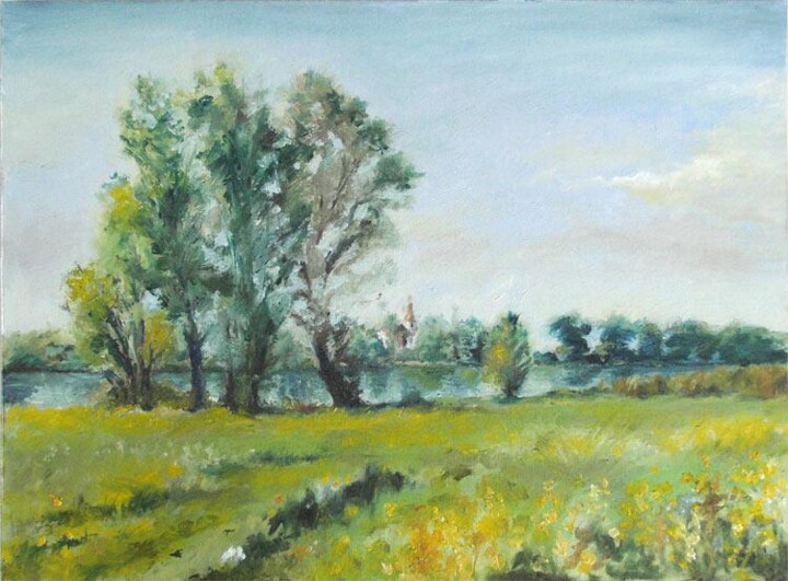 Painting titled "Elbe Lowlands II" by Jarka Drechslerová, Original Artwork