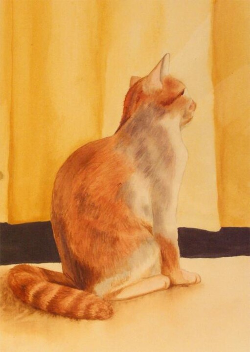 Malerei mit dem Titel "Cat" von Jarka Drechslerová, Original-Kunstwerk