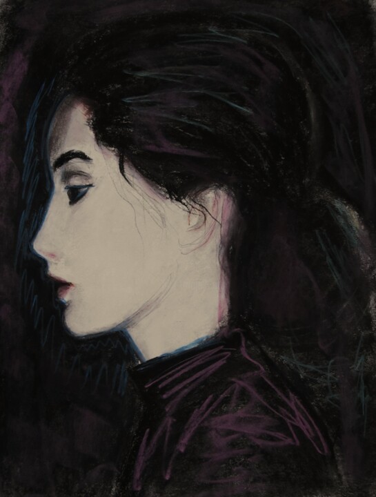 Painting titled "Darkest Night" by Jarmo Korhonen, Original Artwork, Pastel