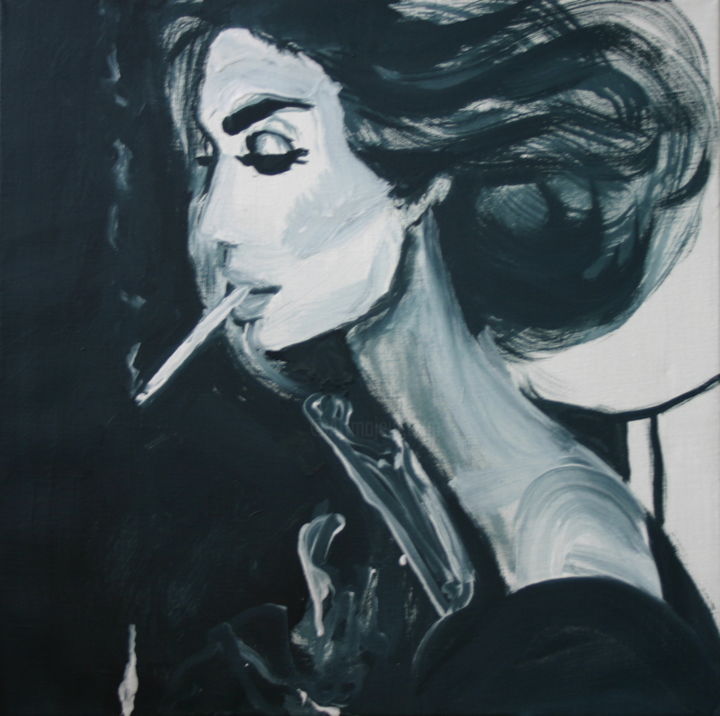 Painting titled "have a cigar" by Jarmo Korhonen, Original Artwork, Acrylic