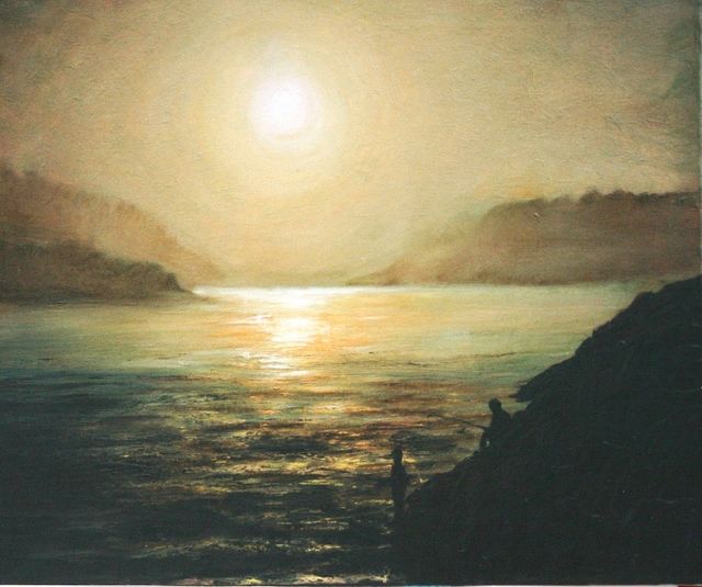 Painting titled "The Midnight Sun In…" by Jarmo Korhonen, Original Artwork, Oil
