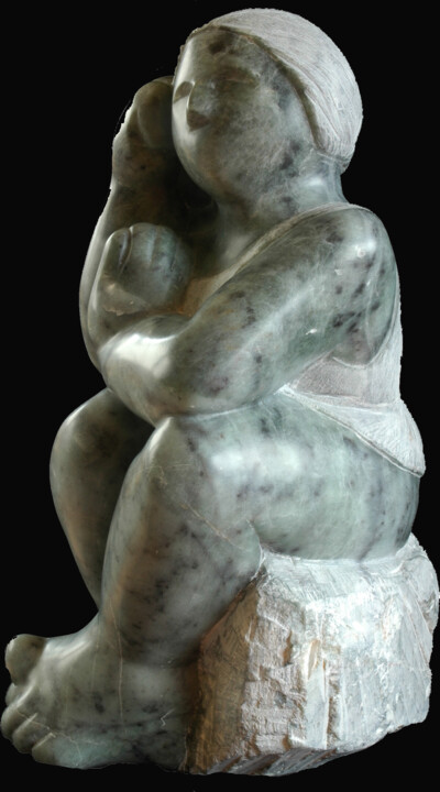 Sculpture titled "Réflexion" by Jaro, Original Artwork, Stone