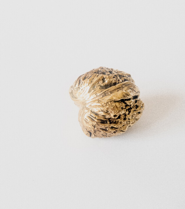 Sculpture titled "Golden Walnut" by Jaromir Gargulak, Original Artwork, Bronze