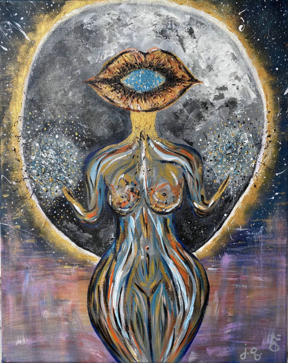Pintura titulada "Moon Women" por J'Artist'E, Obra de arte original, Acrílico