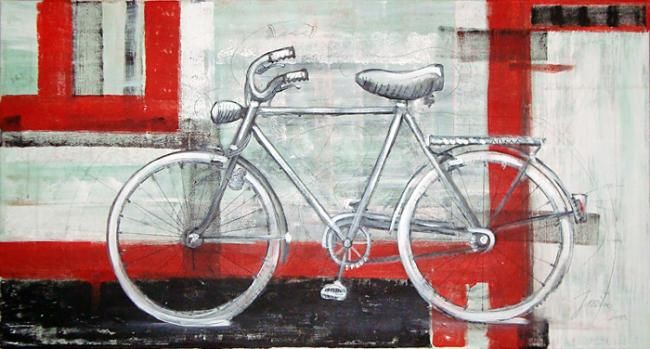 Pittura intitolato "old bicycle" da Adnan Jasika, Opera d'arte originale