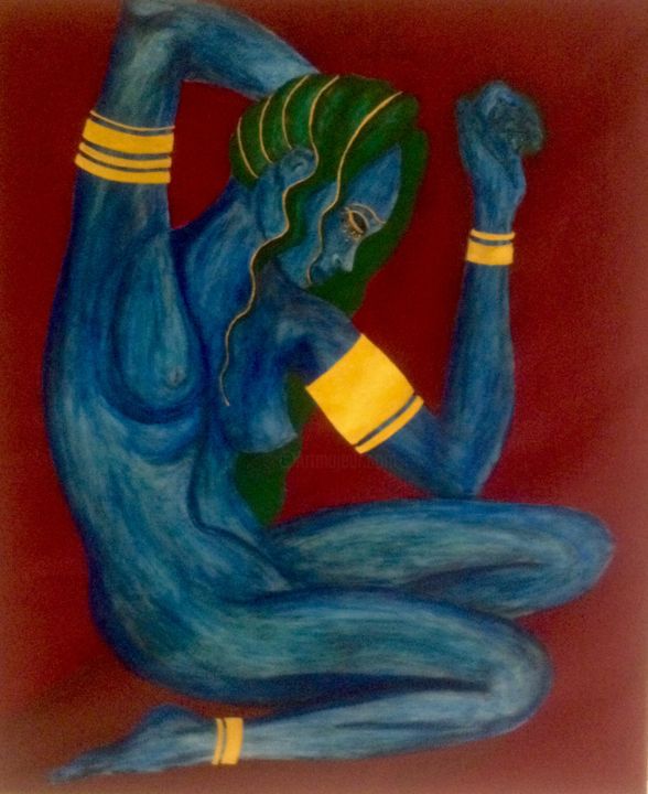 Malerei mit dem Titel "The woman in gold" von Jasim, Original-Kunstwerk, Acryl