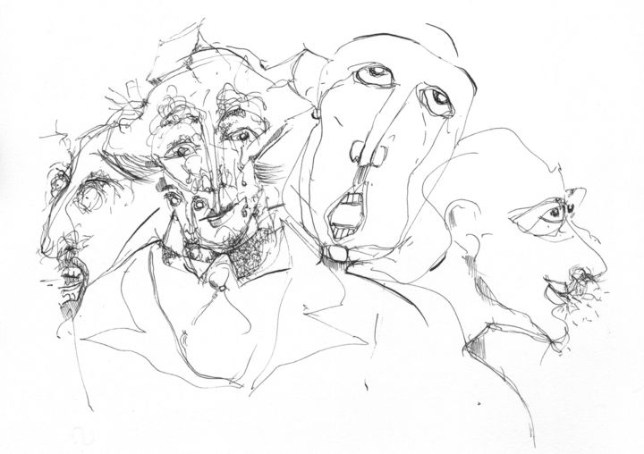 Drawing titled "Toutes les dettes" by Pierre Andrillon (Jasinski), Original Artwork, Ink