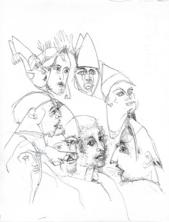Drawing titled "Pierre et Paul" by Pierre Andrillon (Jasinski), Original Artwork, Ink