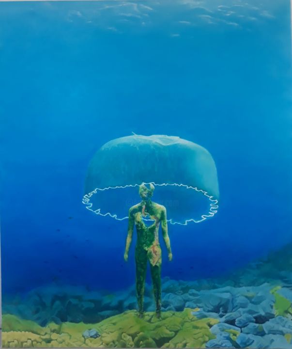 Malerei mit dem Titel "Under your shelter" von Jasir Gradeci, Original-Kunstwerk, Öl