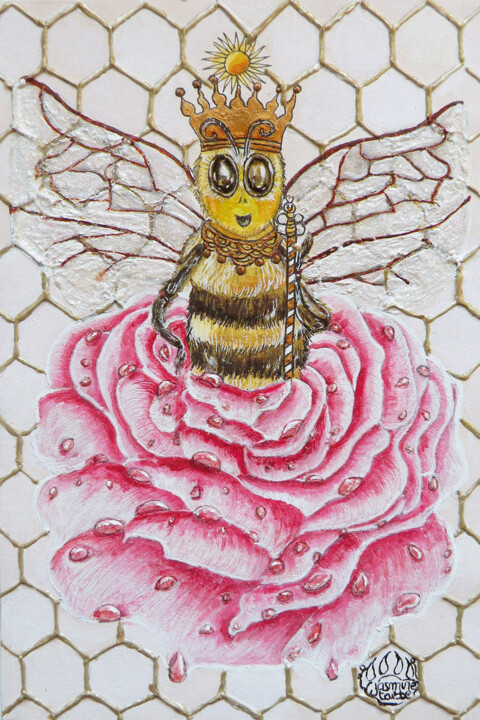 Peinture intitulée "L’Abeille Reine" par Jasmine Taibbe, Œuvre d'art originale, Acrylique