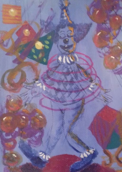 Painting titled "Happy Clown" by Jasmin B. Pront, Original Artwork, Acrylic