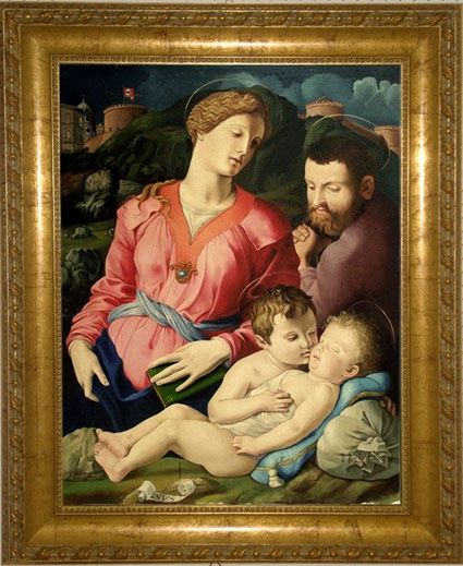 Pintura intitulada "Sacra famiglia con…" por Jason, Obras de arte originais