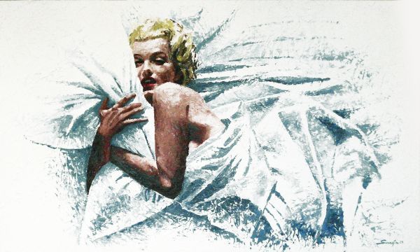 Peinture intitulée ""Marilyn con cuscin…" par Jason, Œuvre d'art originale