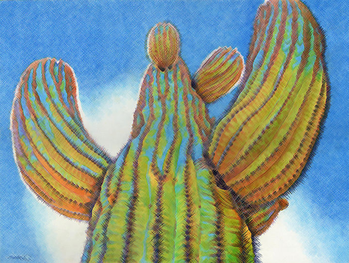 Disegno intitolato "Cactus" da Jason Allen Greig, Opera d'arte originale, Matita