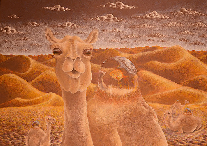 Disegno intitolato "Camel" da Jason Allen Greig, Opera d'arte originale, Matita