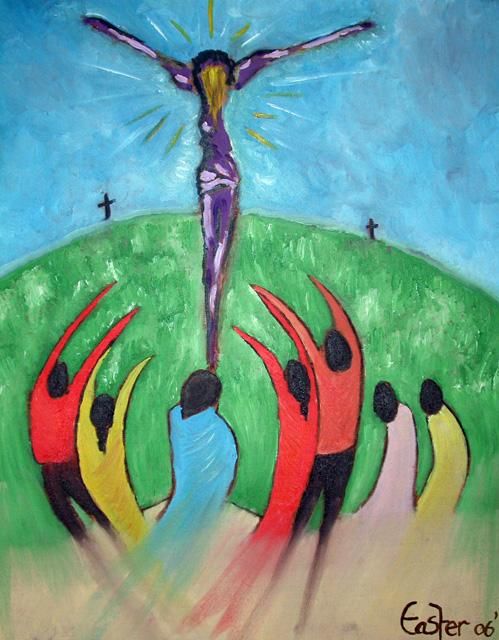 Malerei mit dem Titel "The Crucifixtion" von Jason Kurt Easter, Original-Kunstwerk