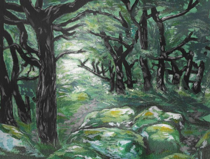 Painting titled "Emerald Forest" by Ja-Studios, Original Artwork, Acrylic
