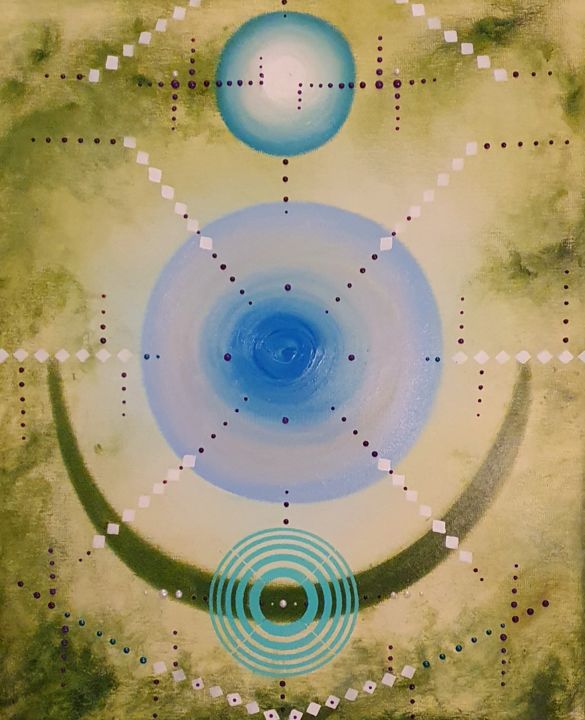 Malerei mit dem Titel "Energie de guérison" von Nathalie Jaulin, Original-Kunstwerk, Öl