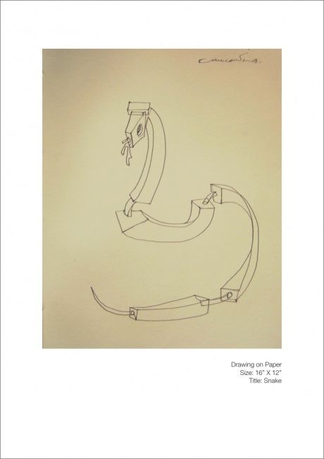 Dessin intitulée "snake" par Javed Mulani, Œuvre d'art originale