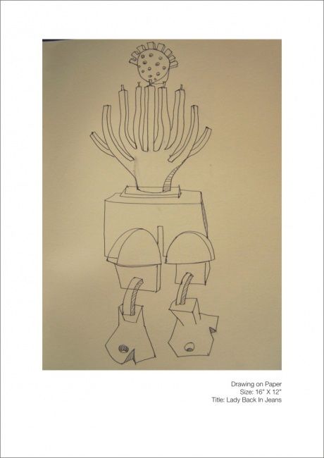 Drawing titled "back posture" by Javed Mulani, Original Artwork