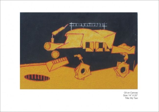 Peinture intitulée "MY TAXI" par Javed Mulani, Œuvre d'art originale