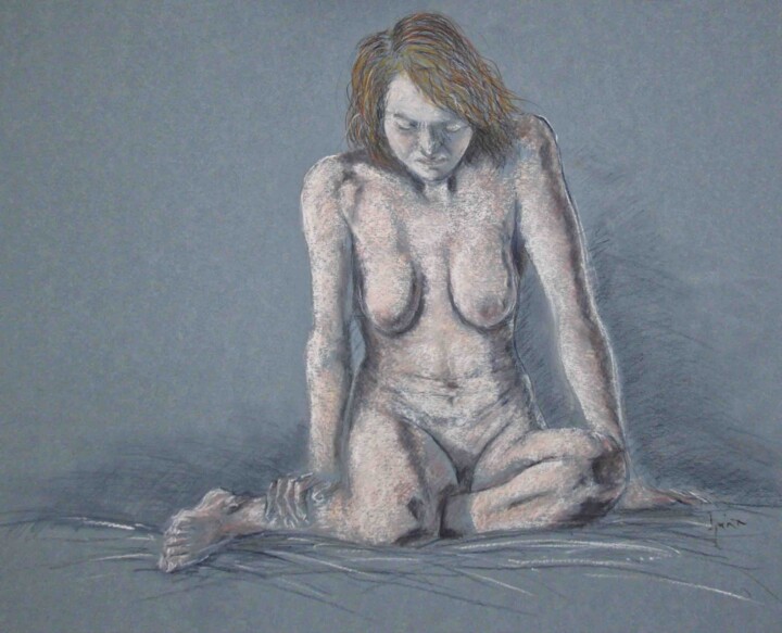 Dibujo titulada "Desnudo pastel 7" por Javier Ipiña, Obra de arte original, Pastel