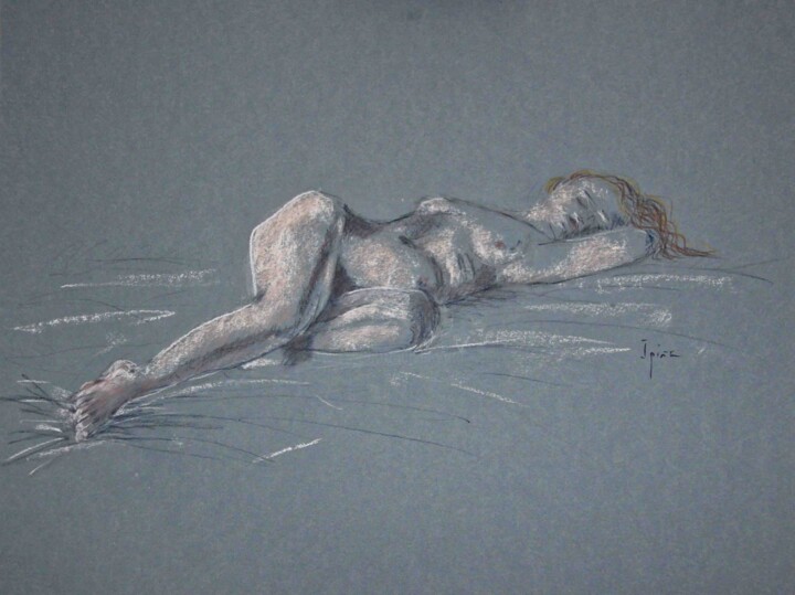 Dessin intitulée "Desnudo pastel 8" par Javier Ipiña, Œuvre d'art originale, Pastel