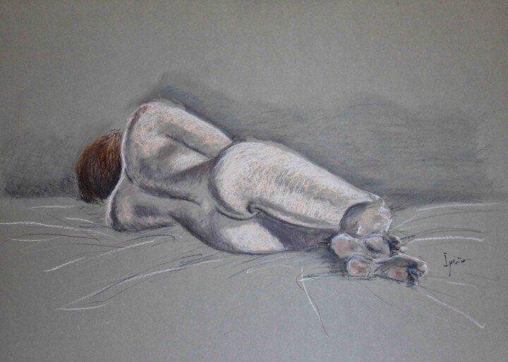Dibujo titulada "Desnudo pastel 10" por Javier Ipiña, Obra de arte original, Pastel