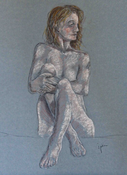 Dessin intitulée "Desnudo pastel 13" par Javier Ipiña, Œuvre d'art originale, Pastel