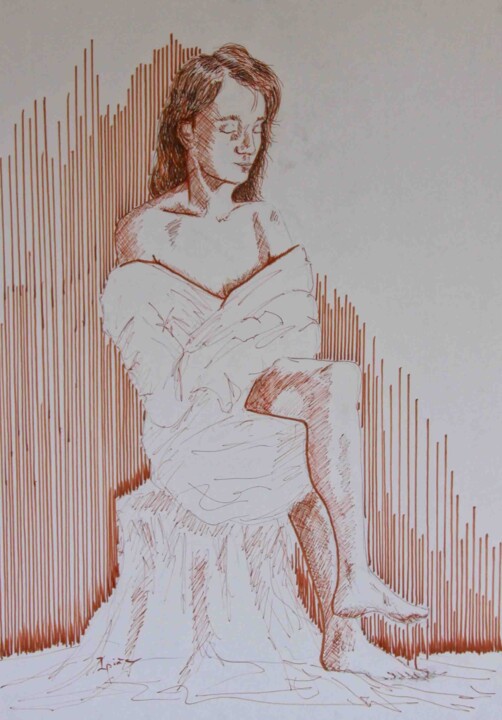 图画 标题为“Desnudo con rotulad…” 由Javier Ipiña, 原创艺术品, 标记