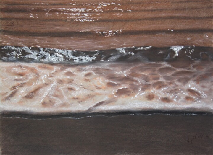 Dessin intitulée "En la playa. Contra…" par Javier Ipiña, Œuvre d'art originale, Pastel