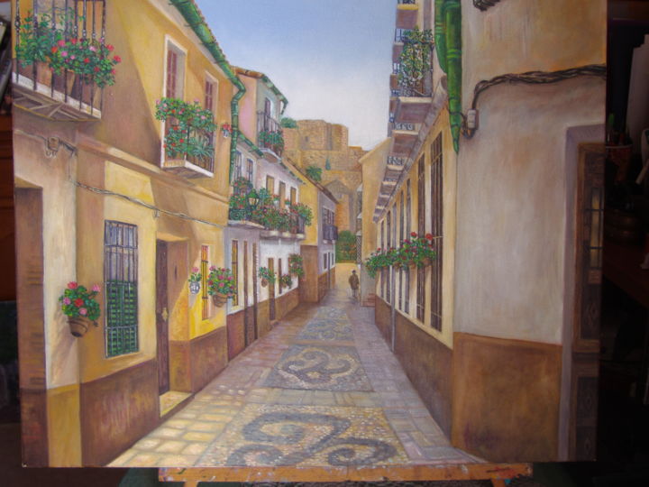 Pintura titulada "calle-de-malaga.jpg" por Javier Quebdani, Obra de arte original