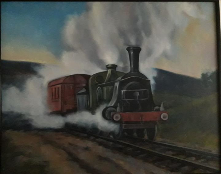 Painting titled ""El Tren" de Juan C…" by Javier Sanchez, Original Artwork, Oil