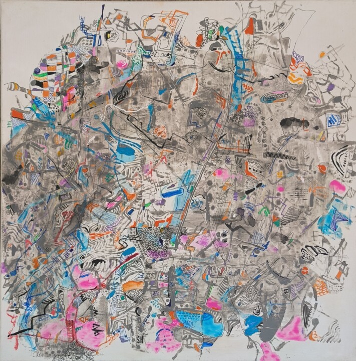 Картина под названием "Where is Wally?" - Javier Vega, Подлинное произведение искусства, Акрил Установлен на Деревянная рама…