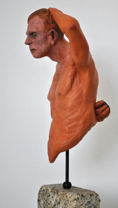 "hombre con piedra" başlıklı Heykel Javier Polo tarafından, Orijinal sanat, Terracotta