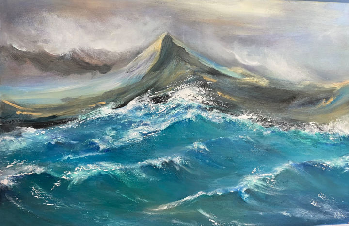 Pintura intitulada "Patagonia waves" por Jacqueline Wilkinson, Obras de arte originais, Óleo