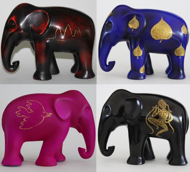 "Elephants lacquerwa…" başlıklı Heykel Philippe Brousseau tarafından, Orijinal sanat