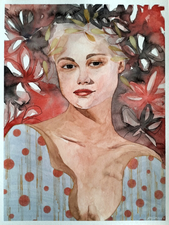 Painting titled "Presencia" by Jaz Amigo, Original Artwork, Watercolor