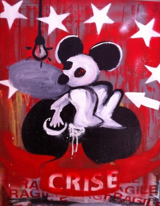 Painting titled "Mickey chez le psy" by Jazzu, Original Artwork