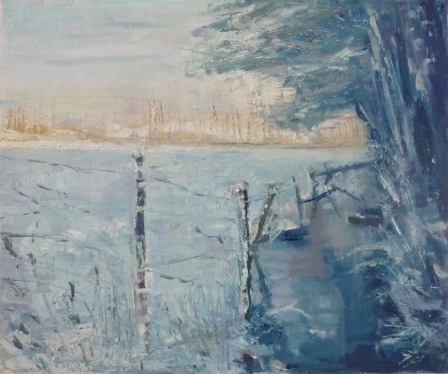 Painting titled "neige" by Martine Juskowiak, Original Artwork