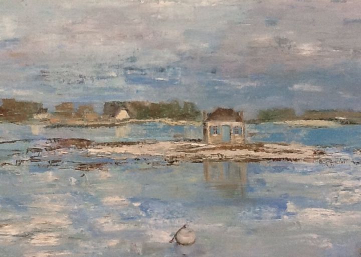 Peinture intitulée "Île St Cadot (2ème…" par Martine Juskowiak, Œuvre d'art originale, Huile