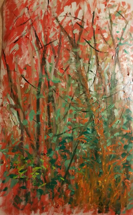 Peinture intitulée "La forêt:  tous va…" par Jb Doubilet, Œuvre d'art originale, Huile