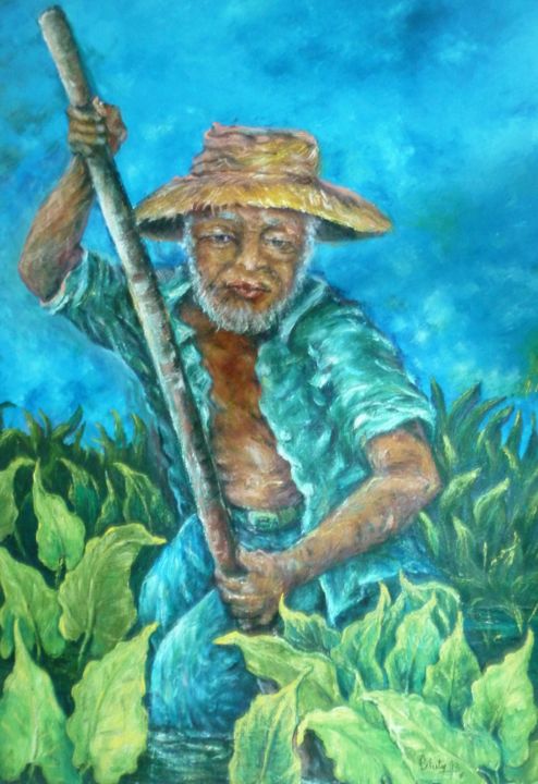 Peinture intitulée "L'homme des marais" par Tatis, Œuvre d'art originale, Huile
