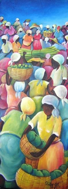 Painting titled "Marché IV" by Tatis, Original Artwork