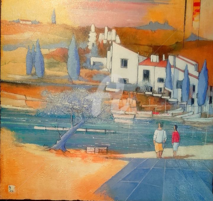 Painting titled "Port Lligat I" by James Burgevin, Original Artwork, Acrylic