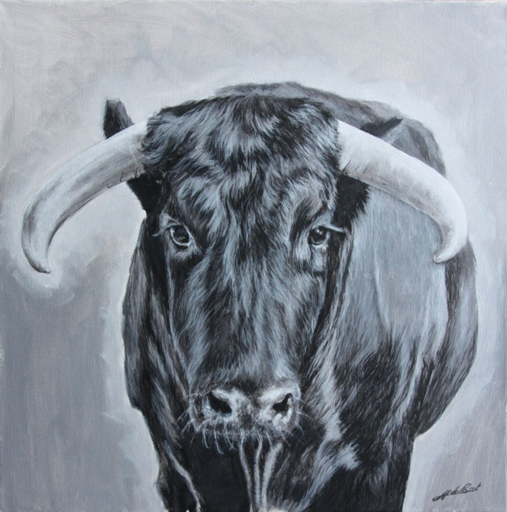 Peinture intitulée "Taureau" par Jean-Baptiste De Poret, Œuvre d'art originale, Huile