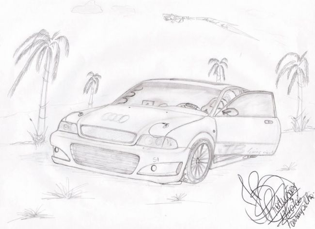 Desenho intitulada "AUDI S4" por Jb, Obras de arte originais