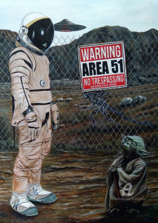 Painting titled "Area51" by João Bello (JBello Studio), Original Artwork, Acrylic Mounted on Other rigid panel