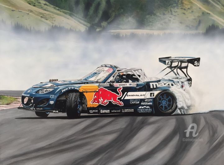 Painting titled "Mad Mike Drift Car" by João Bello (JBello Studio), Original Artwork, Acrylic